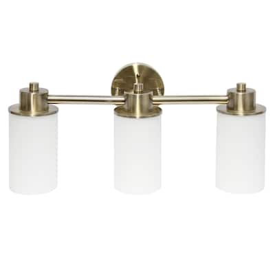 Wall Mounted Three Light Vanity Fixture with Opaque Glass Shade - 20.75" - Bronze and White