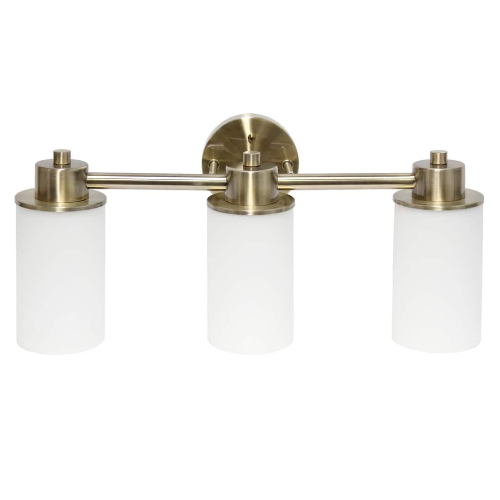 Wall Mounted Three Light Vanity Fixture with Opaque Glass Shade - 20.75" - Bronze and White
