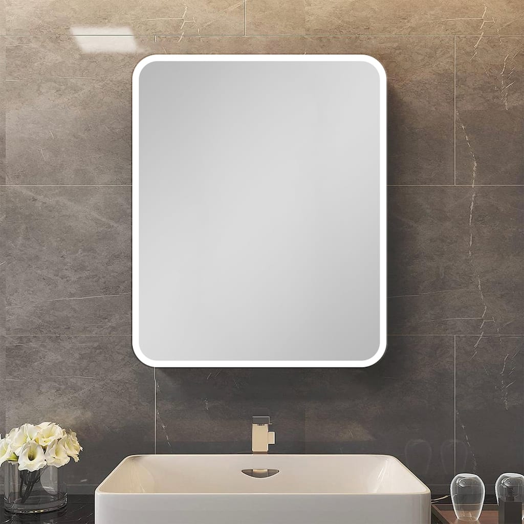 Rectangular Metal Medicine Cabinet with Mirror