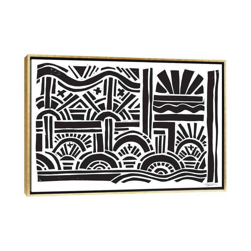 iCanvas "Geometric Sunburst" by Statement Goods Framed Canvas Print - Gold - 18x26