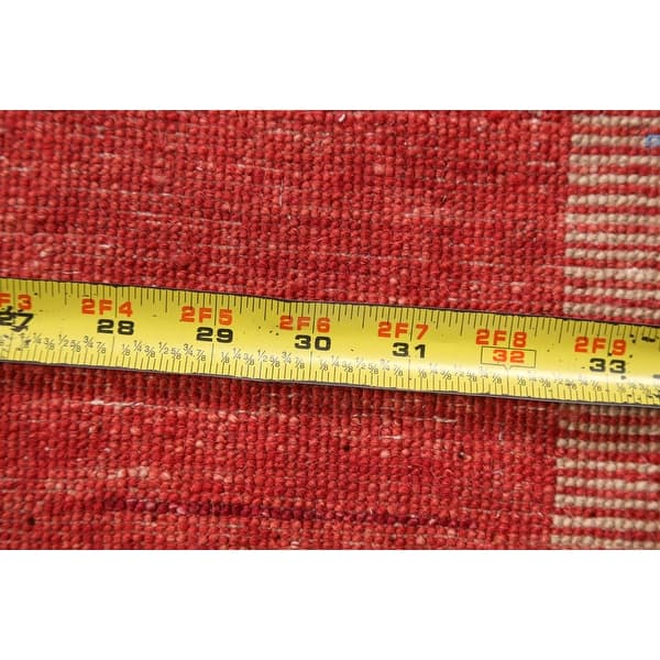 dimension image slide 2 of 2, Modern Gabbeh Kashkoli Oriental Wool Runner Rug Hand-knotted Carpet - 2'7" x 20'7"