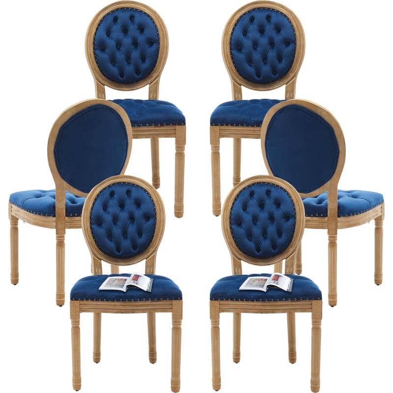 French Style Solid Wood Dining Chair with Nailhead Set of 6