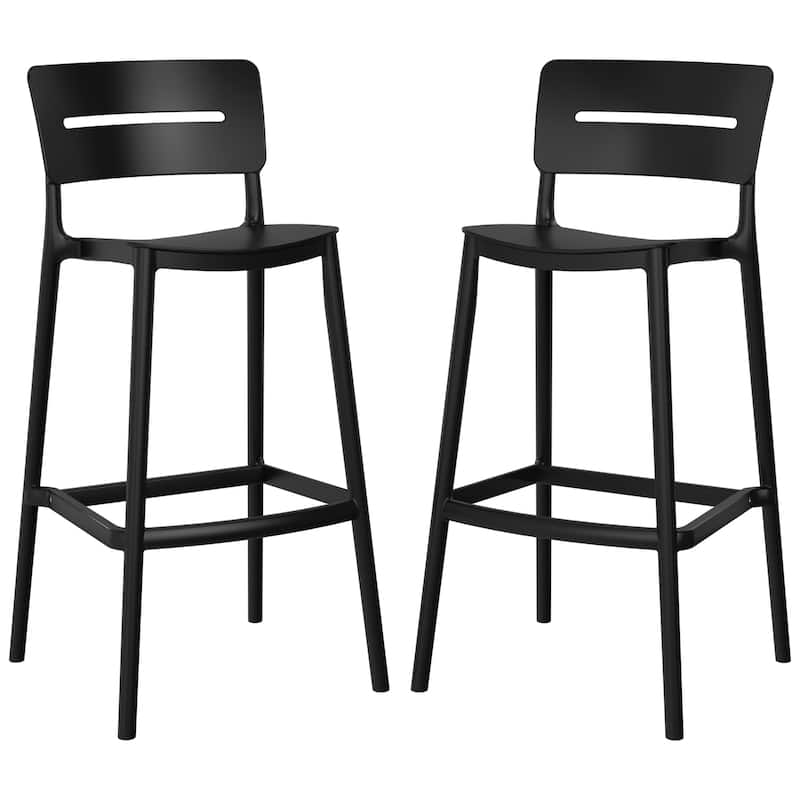 Frond and Form 29.5" Outdoor Patio Poly Plastic Bar Stool (Set of 2)