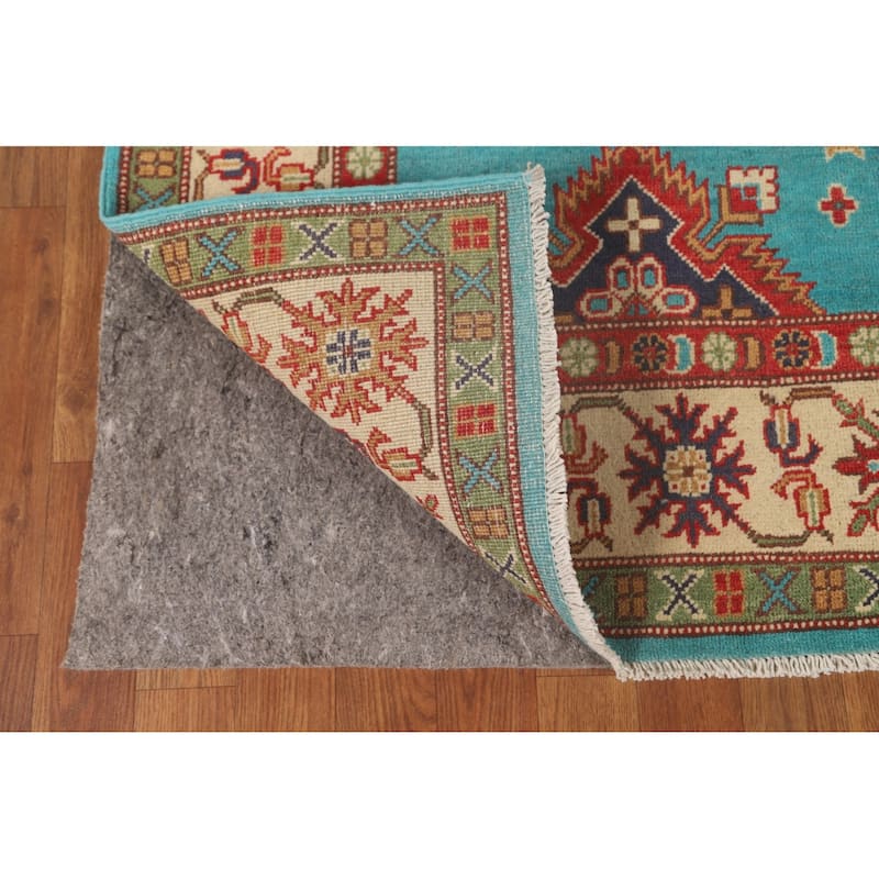 Turquoise Blue Kazak Oriental Area Rug Handmade Wool Carpet - 6'0"x 8'11"