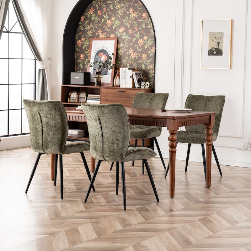 Fabric Upholstered High Back Dining Chairs Set of 2