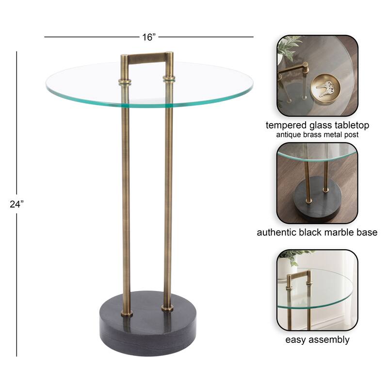 Kate and Laurel Cerullo Glass Metal and Marble Side Table