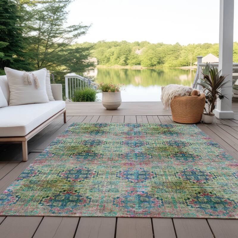 Alnalu Botanic Elegance Weather Resistant Versatile Elegance Runner Outdoor Rug