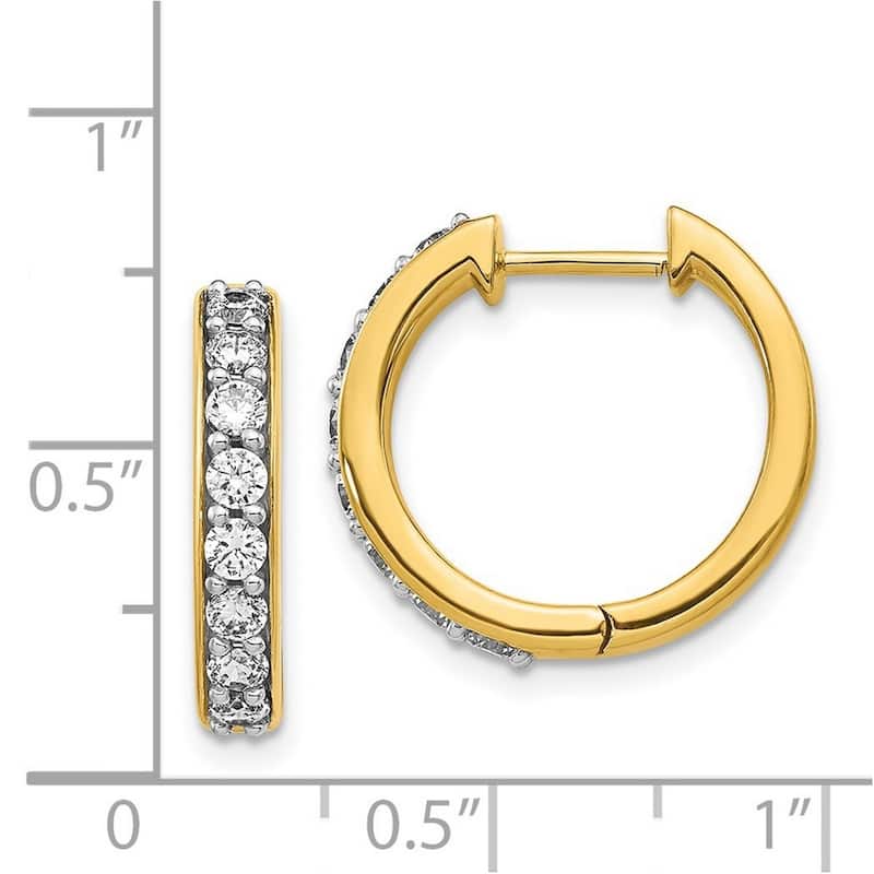 Curata 14k Yellow Gold Diamond Hoop Earrings - 17x17mm Wide 3mm Thick