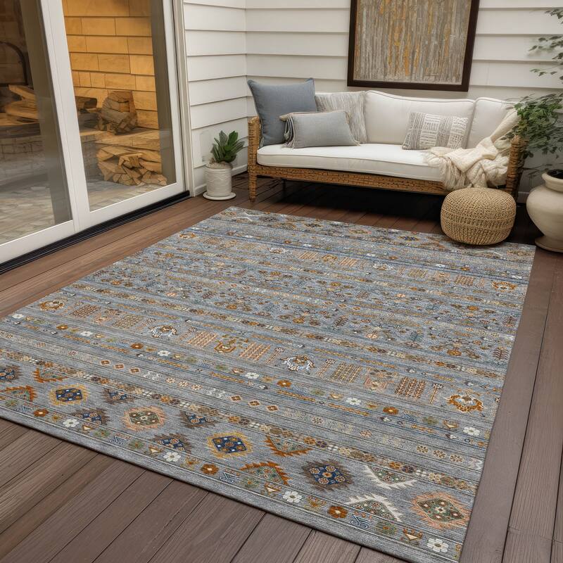 Machine Washable Indoor/ Outdoor Boho Moroccan Chantille Rug