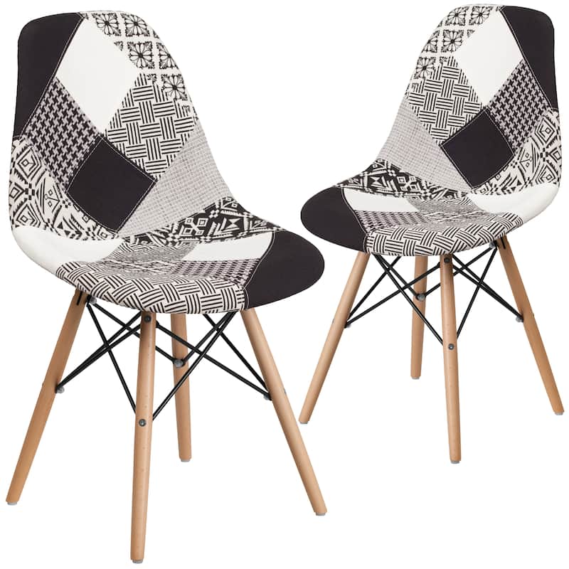2 Pack Elon Series Fabric Chair with Wooden Legs