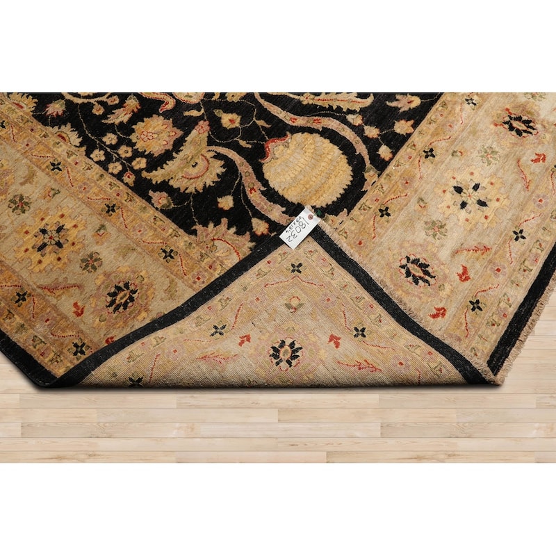 10x14 Exquisite Black & Beige 100% Wool Chobi Peshawarr Area Rug - 9' 3'' x 13' 4''