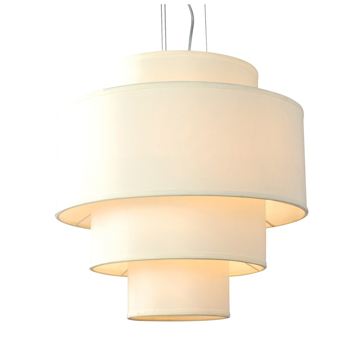 Modern 19-inch Round 4-Light Chandelier with White Fabric - Chandeliers For Bedrooms by Overstock.com
