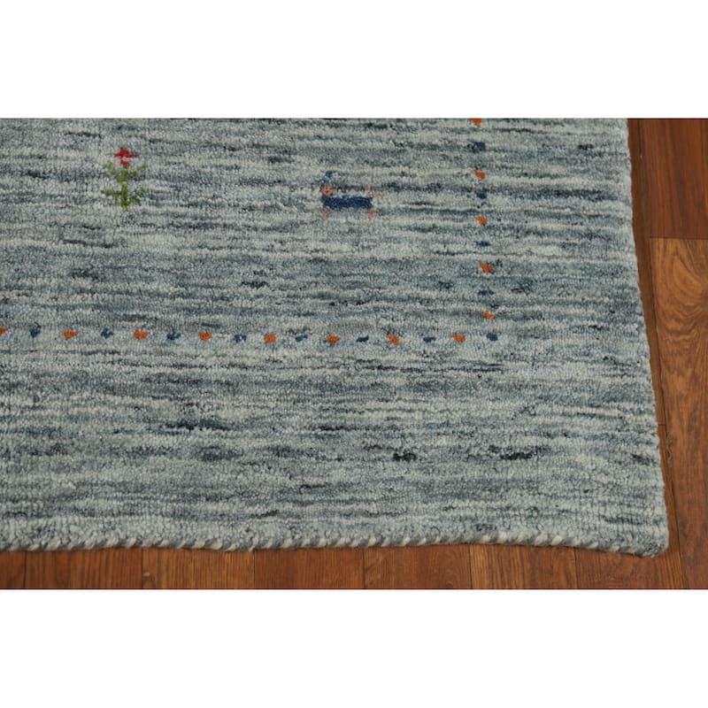 Tribal Multi-Color Gabbeh Indian Rug Hand-Knotted Wool Carpet - 3'11" x 5'9"