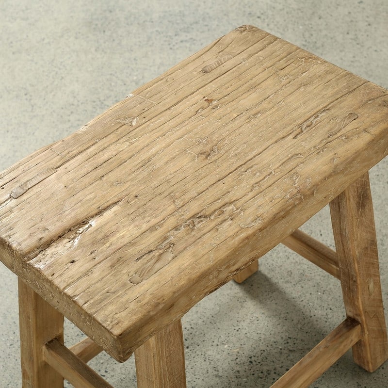 Approx. 22-26" Wide 14-16" Deep Vintage Accent Table with Unique Top Weathered Natural