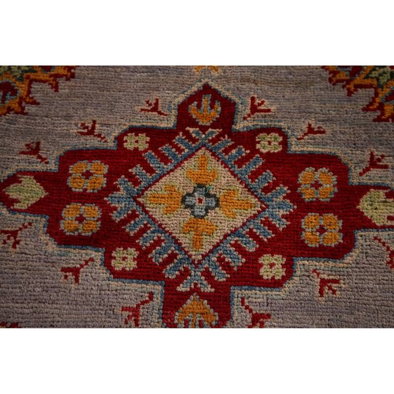 Gray Kazak Oriental Accent Rug Hand-Knotted Wool Carpet - 3'6" x 5'0"