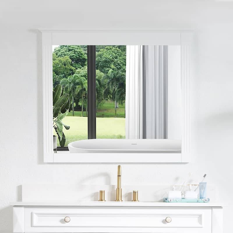 Modern 38" W Bathroom / Vanity Mirror - White