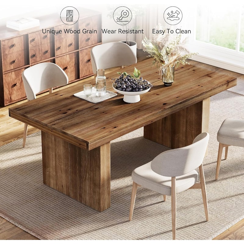 63-Inch Solid Wood Dining Table for 4-6 People for Dining Room, Kitchen