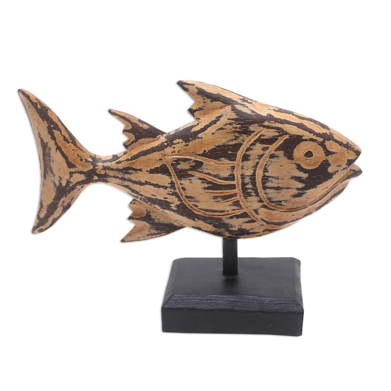 Novica Handmade Snapper Fish Wood Statuette