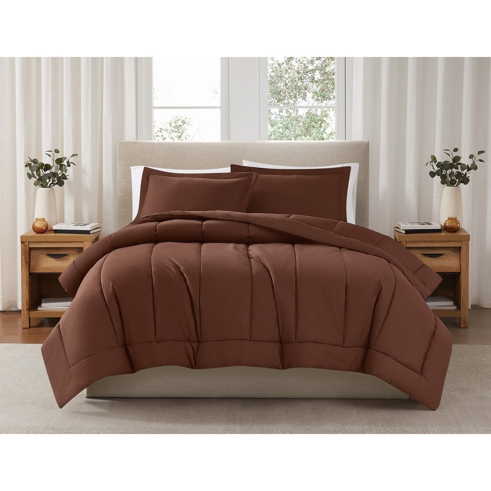 Brooklyn Loom Solid Cotton Percale Comforter Set