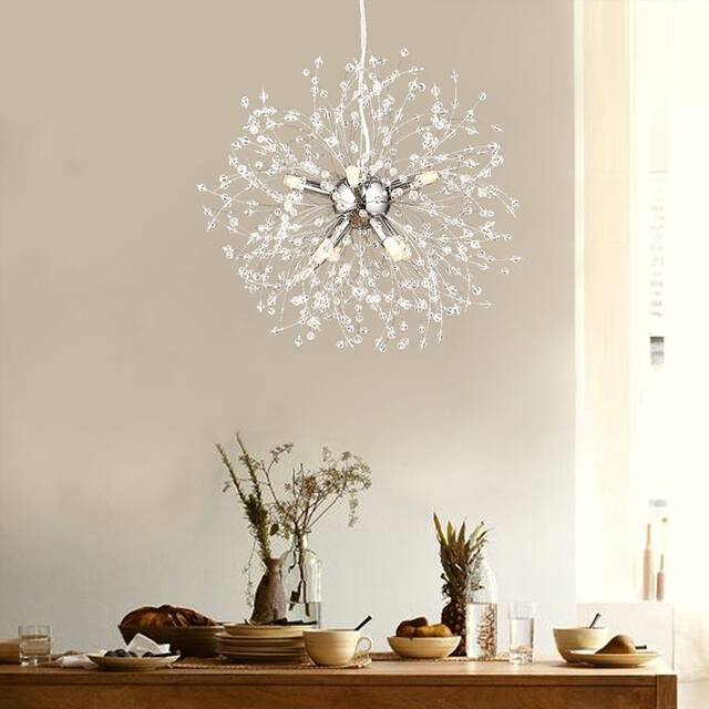 8-Light Dandelion Crystal Chandelier Firework Pendant Ceiling Light - 15.7" Dia