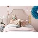 preview thumbnail 3 of 4, SAFAVIEH Denham Taupe Linen Upholstered Headboard - Silver Nailhead (Twin)