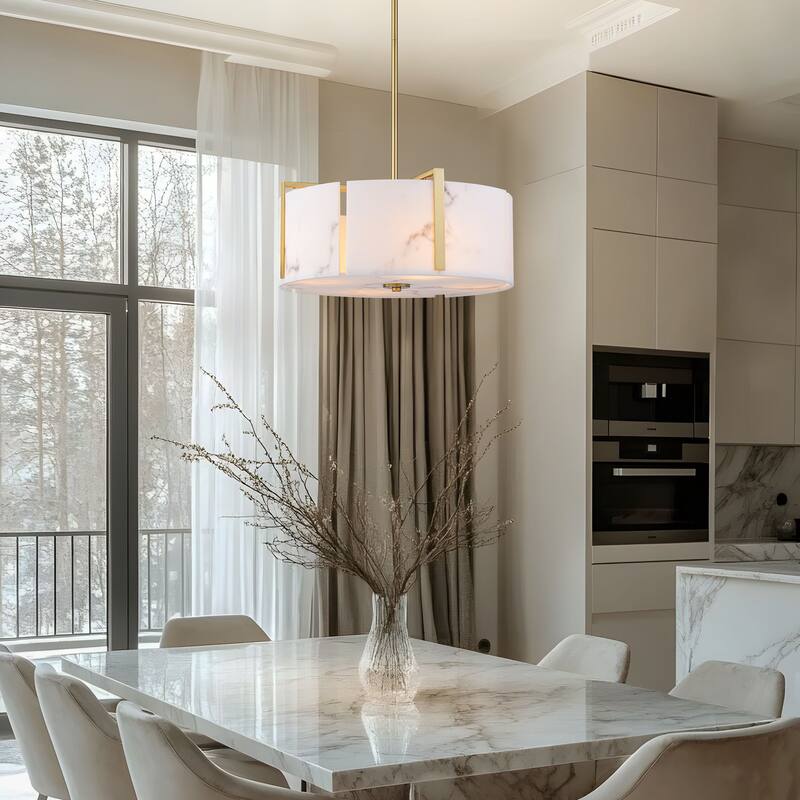 Starsky 4-Light Natural Alabaster Drum Chandelier