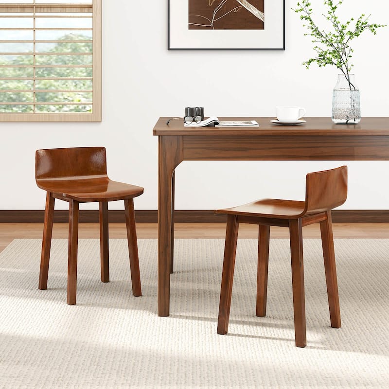 Costway Dining Chairs Set of 2/4 with Acacia Wood Legs Curved Seat & - See Details