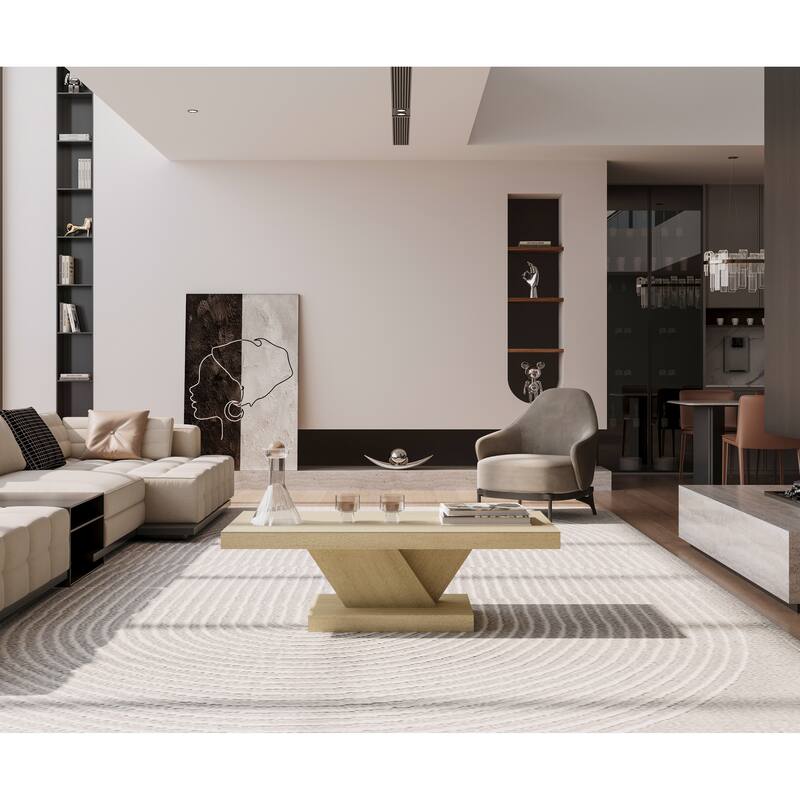 47" Modern Cross Leg Coffee Table, Sturdy X-Shape Design, Solid Wood Veneer, Large Living Room Center Table