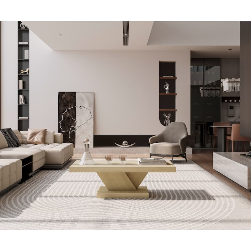 Oak Cross Leg Coffee Table 47" Modern Side Table, Simple End Table Sofa Table Accent Table Center Table