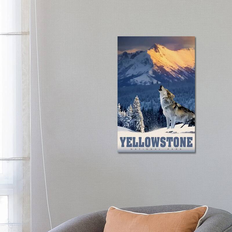 iCanvas "Yellowstone Wolf" by Old Red Truck Canvas Print - 26x18x1.5