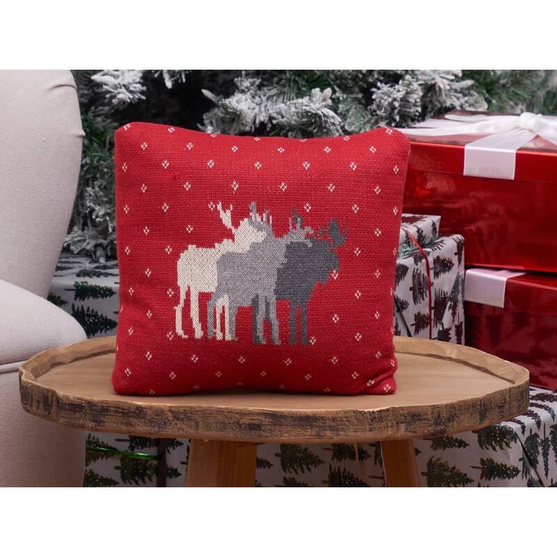 3 Moose Cotton Small/Petite Accent Pillow, 10" x 10"