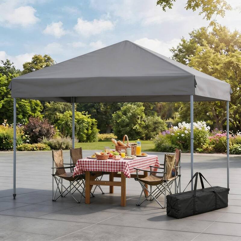 Folding Pop Up Canopy Tent, Height Adjustable - Grey - 10*20 Ft