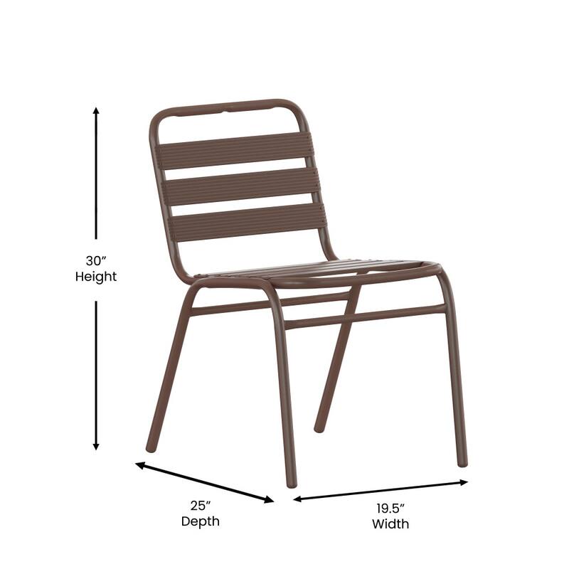 Commercial Aluminum Indoor-Outdoor Restaurant Stack Chair with Triple Slat Back