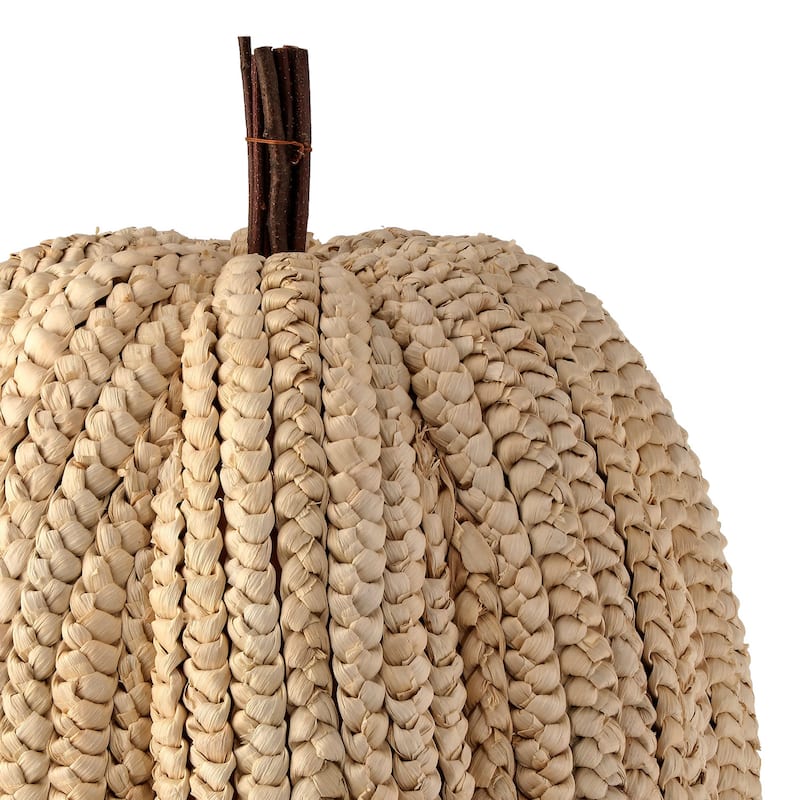 27.5" Display Basket Weave Pumpkin - 60%corn husk, 30%styrofoam, 10%twig