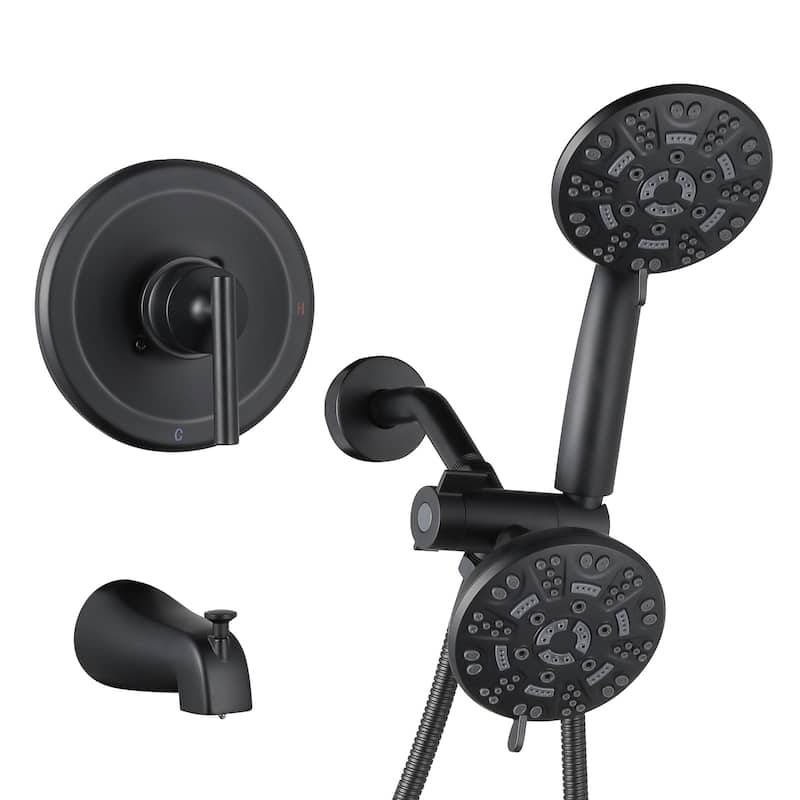 WOWOW Single Handle 7-Spray Dual Shower Head Faucet with Tub Spout