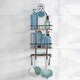 preview thumbnail 11 of 14, Utopia Alley Tia Rustproof Teak Overhead Shower Caddy with 3 Shelves, Hanging Shower Head Organizer, Black & Chrome Finish