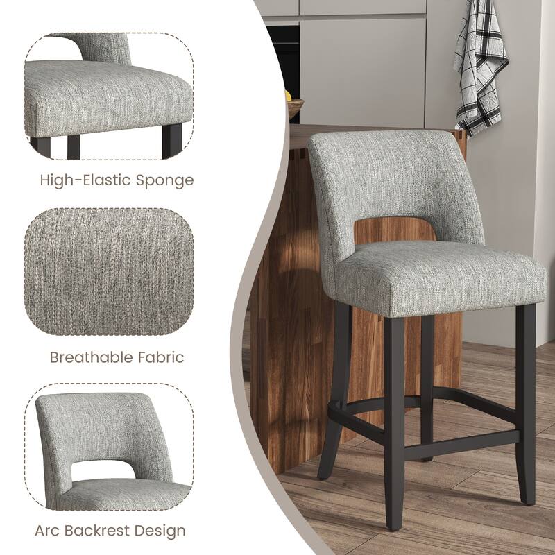 Set of 2/4/6 Counter Height Bar Stools with Black wood Legs