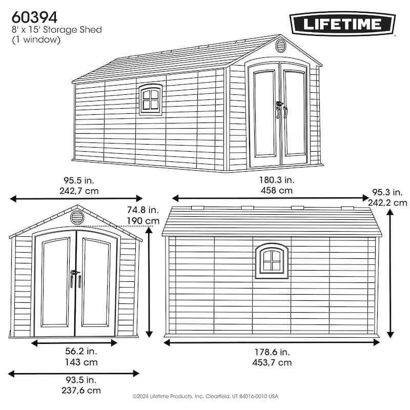 Lifetime 8 Ft. x 15 Ft. Outdoor Storage Shed