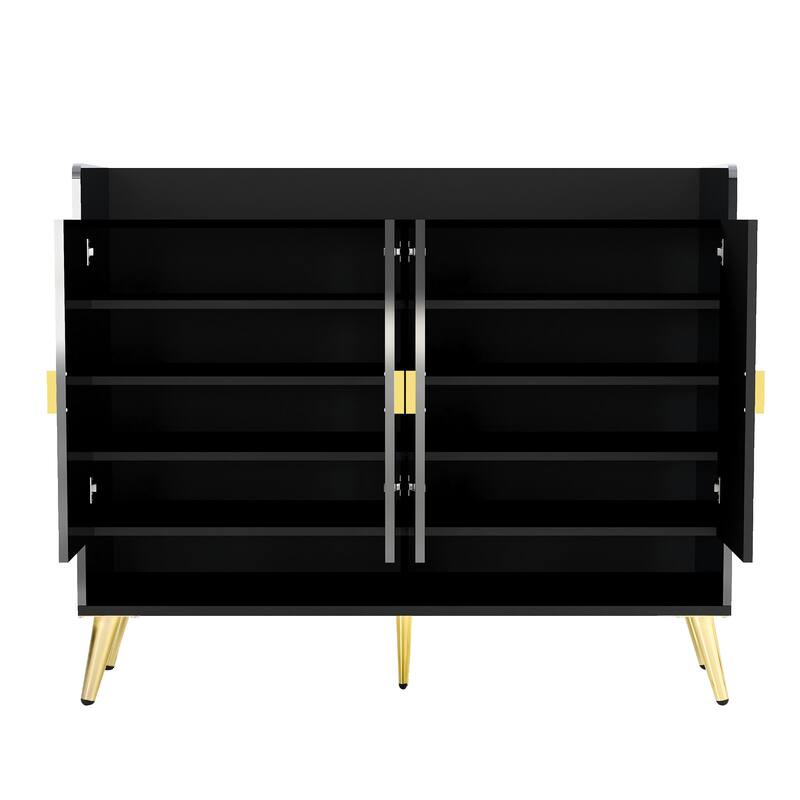 Shoe Cabinet with Doors, 11-Tier Shoe Storage Cabinet with Adjustable Shelves, Modern Wooden Shoes Shoe Storage Organizer
