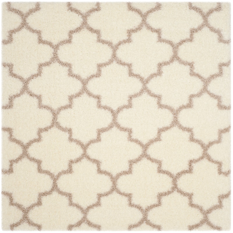 SAFAVIEH Montreal Shag Rosalyn 2-inch Thick Rug - 6'7" Square - Ivory/Beige