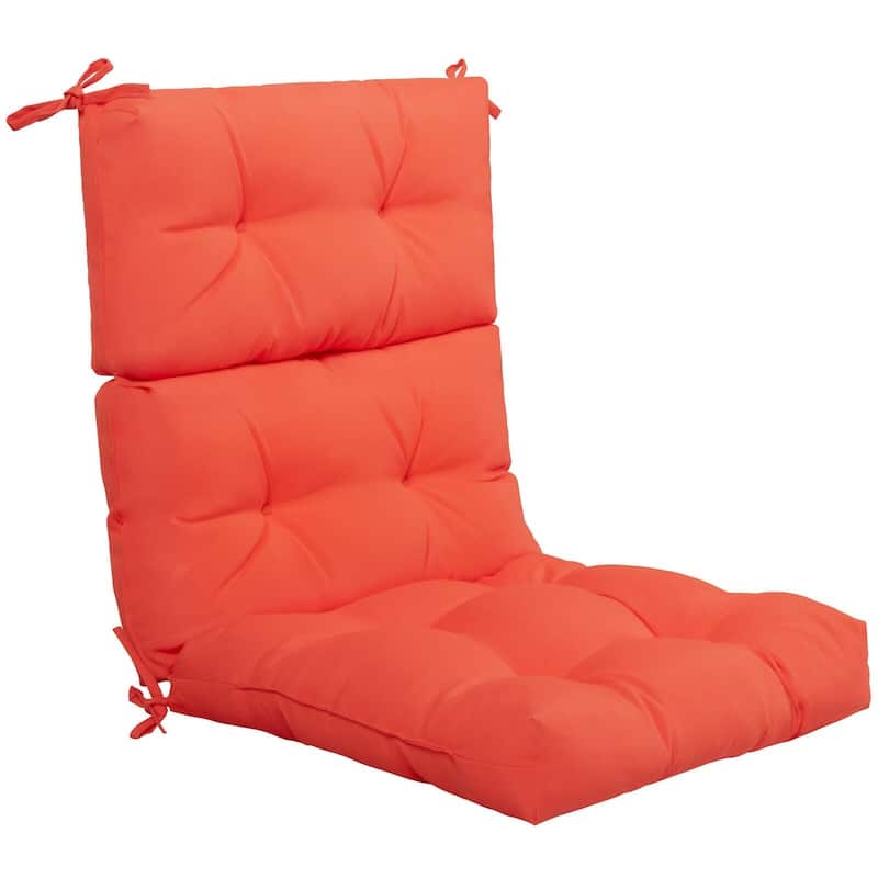 22" x 44" Tufted Outdoor Patio Chair Seating Pad - 44" (L) x 22" (W) x 5" (H) - Orange