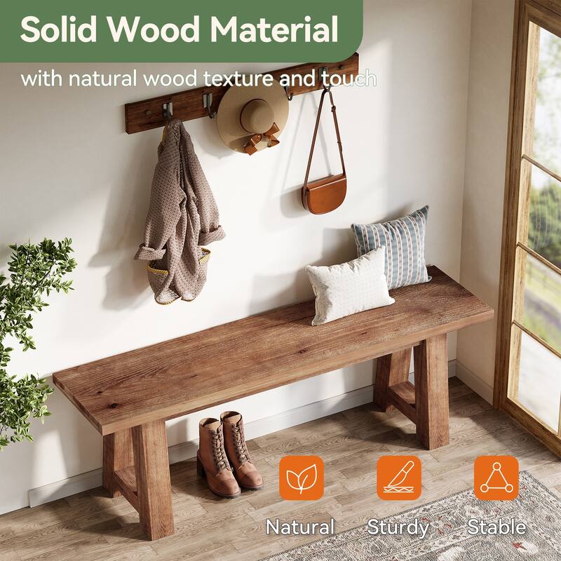 55" Farmhouse Long Bench for Entryway, Dining Room, Hallway