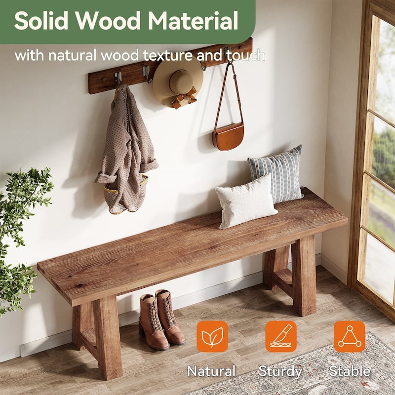 55" Solid Wood Bench for Entryway, Dining Room, Hallway