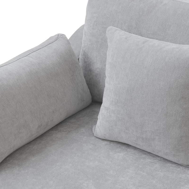 Oversized Linen Sectional Sofa Down Filled U-Shaped Couch for Living Room Set