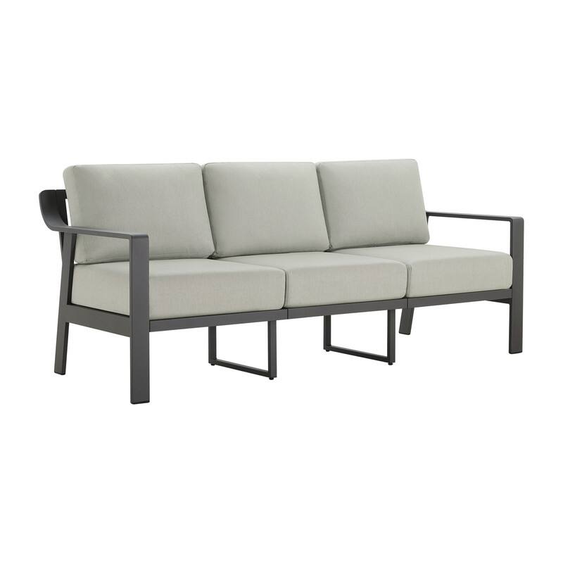 Spruce & Spring Outdoor Patio Furniture Set Aluminum Sofa Accent Chair - 3 Seat Sofa - Light Gray