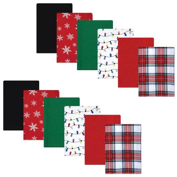 slide 1 of 1, Hudson Baby Unisex Baby Cotton Flannel Burp Cloths Bundle, White Tartan, One Size - White Tartan - One Size