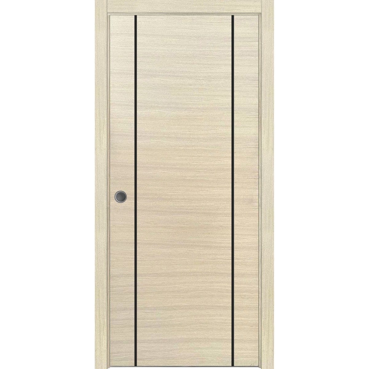 Solid French Door 28 x 80 Planum 0017 Natural Veneer with| Bathroom
