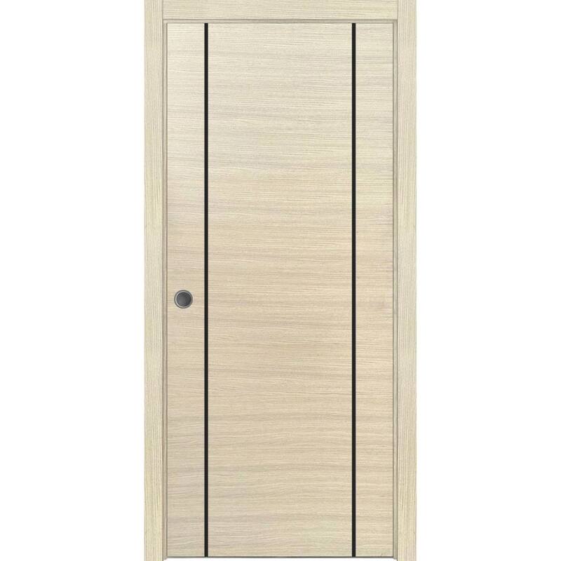 Solid French Door 28 x 80 Planum 0017 Natural Veneer with| Bathroom - 24" x 96"