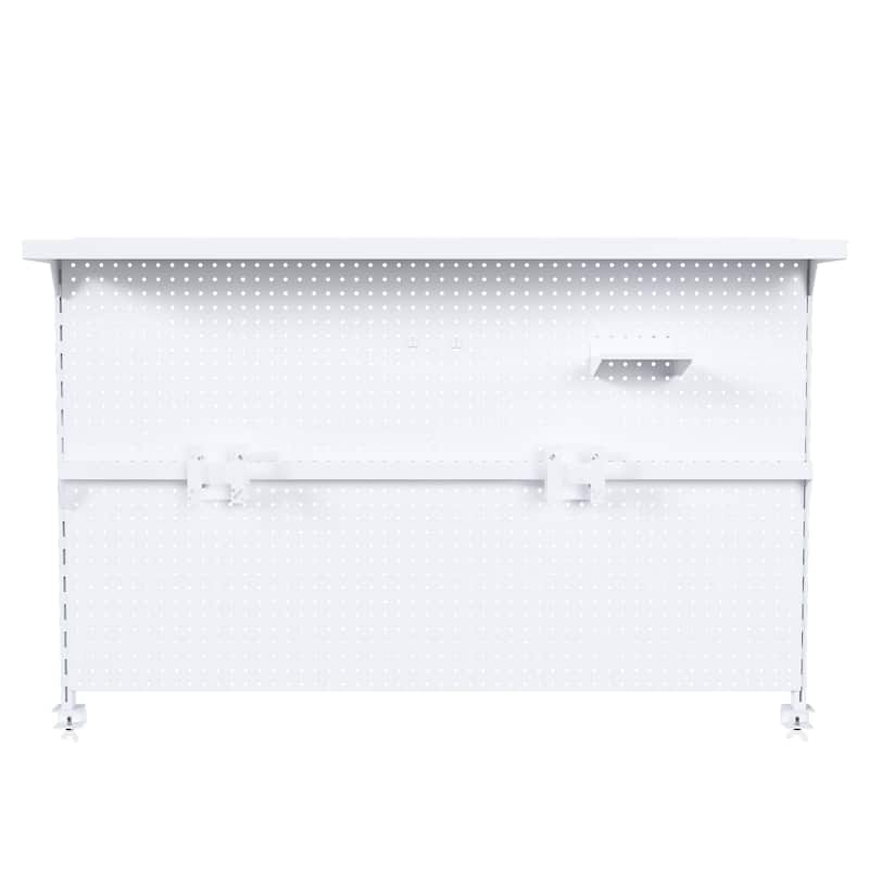 Anmytek Metal Desk Mounted Pegboard Monitor Stand Office Organizer Storage Riser White Modern