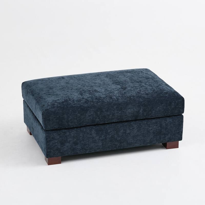 41" W Modern Rectangle Chenille Ottoman